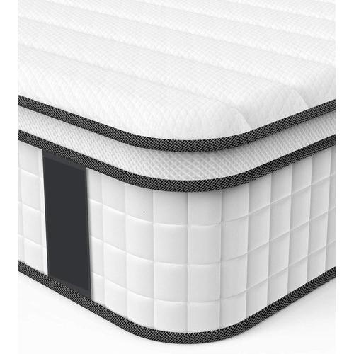 Matelas Sasha A Ressorts + 3 Cm Latex Naturel À 70 % En 75 Kg/M3 - 70x190 Hauteur +/- 30 Cm - Accueil Moelleux - Soutien Equilibre + Oreiller Visco - 5 Zones De Confort - Hypoallergenique