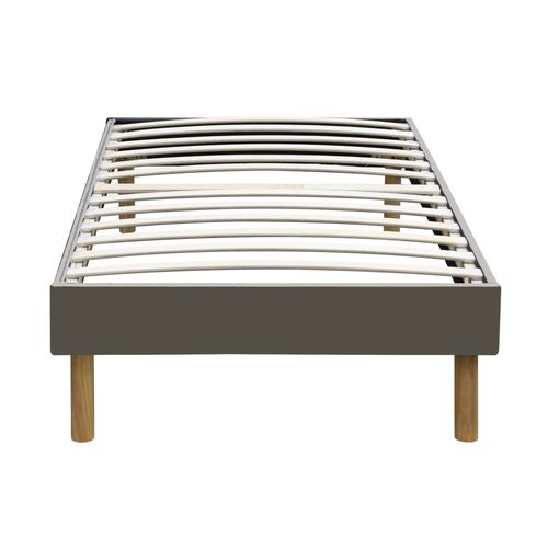 Mina - Solide Et Confortable Sommier Tapissier Gris + Pieds En 20 Cm Pour Matelas En 100x200 - 13 Lattes - Montage Rapide Et Facile - Revetement Microfibre Facile D'entretien