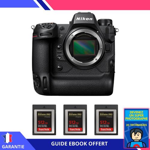 Nikon Z9 Nu + 3 SanDisk 512GB Extreme PRO CFexpress Type B + Ebook 'Devenez Un Super Photographe' - Hybride Nikon