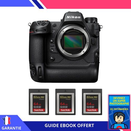 Nikon Z9 Nu + 3 SanDisk 64GB Extreme PRO CFexpress Type B + Ebook 'Devenez Un Super Photographe' - Hybride Nikon