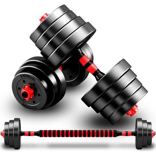 Haltere Musculation Reglable, Ensemble D'haltères Pour Hommes 2 En 1, Disque Musculation Dumbbells Barres Pour La Salle De Sport, Serrure De Sécurité+Avec Bielle,Noir