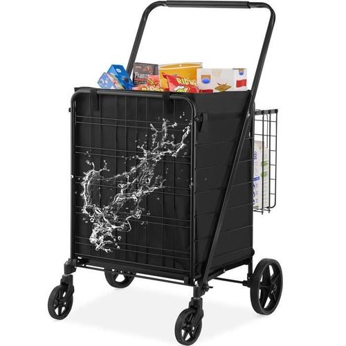 Chariot de Marché Pliable - VEVOR - 85L Chariot de Supermarché - Charge max 150,5 kg 4 Roulettes