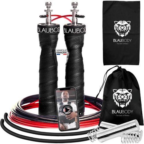 Corde À Sauter Lestée Pour Sport Crossfit Marque França Speed Jump Rope Sport Maison Adulte Homme Femme - Accessoires Pour Fitness Et Musculation/Boxe Garantie (2 Cordes + 2 Poids + Serviette)