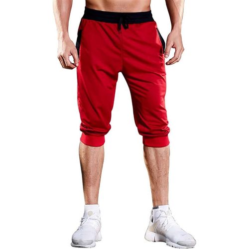 Short De Sport Pour Homme Avec Poches - Séchage Rapide - Longueur 3/4 - Taille M À 3xl - Rouge - Xl