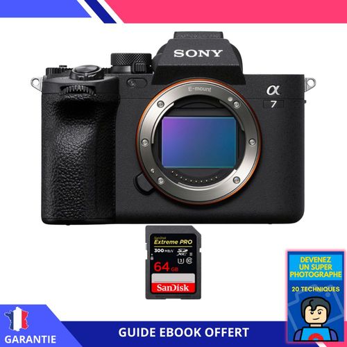 Sony A7 IV Nu + 1 SanDisk 64GB Extreme PRO UHS-II SDXC 300 MB/s + Ebook 'Devenez Un Super Photographe' - Hybride Sony