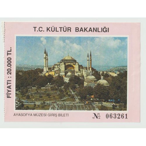 Un Billet Ancien T.C. Kultur Bakanligi, Ayasofya Muzsi Giris Bileti