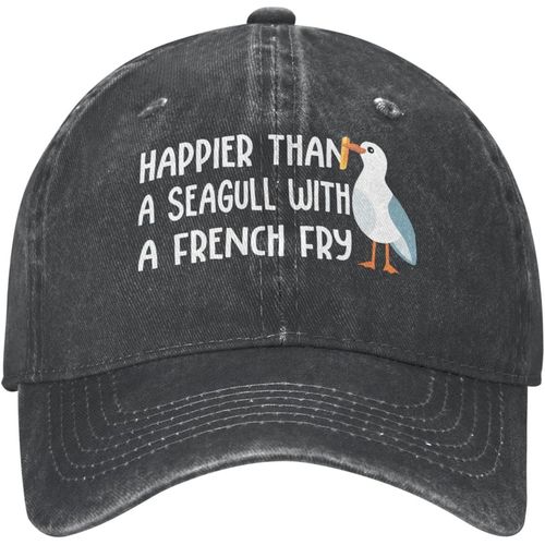 Casquette Plus Heureuse Qu'une Mouette Avec Un Chapeau De Frite Femmes Casquettes De Baseball Casquette Vintage