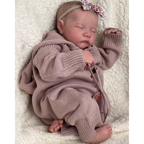Poupée Reborn Fille Tout Petit Nouveau-né Réaliste Bébé Yeux Fermés Endormi 48cm