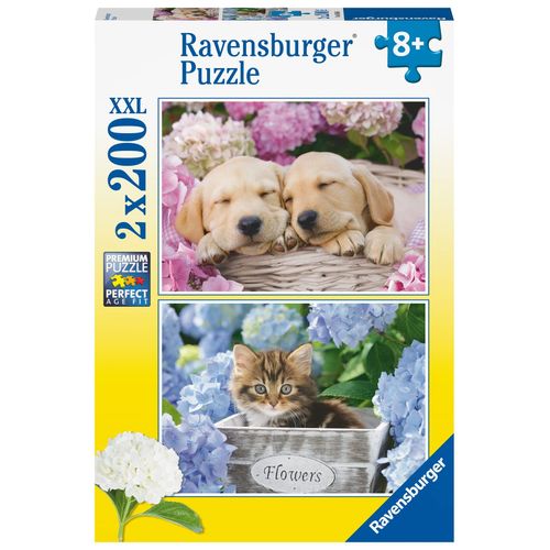 Ravensburger - Puzzle Enfant - Puzzles 2x200 P - Chiens Et Chaton - D S 8 Ans - 80568