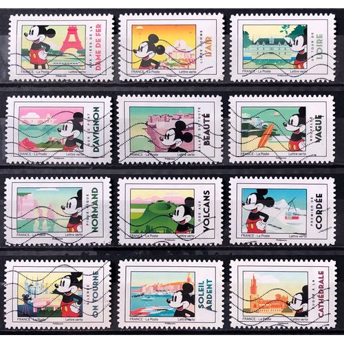 Série Mickey Et La France - Très Jolis N° 1582 1583 1584 1585 1586 1587 1588 1589 1590 1591 1592 1593 Obl - France Année 2018 - Brn83 - N33778