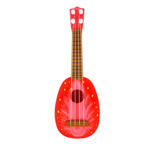 Ukulele pour enfants, jouet a 4 cordes, excellent son, guitare simulee, instrument de musique pour debutants, fraise