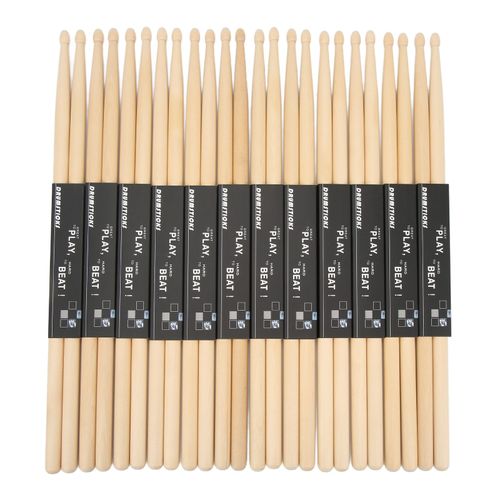 Lot De 12 Paires De Baguettes De Batterie En Bois D'erable 5a, Surface Lisse Et Polie, Pointe Ovale, Pour Batteur