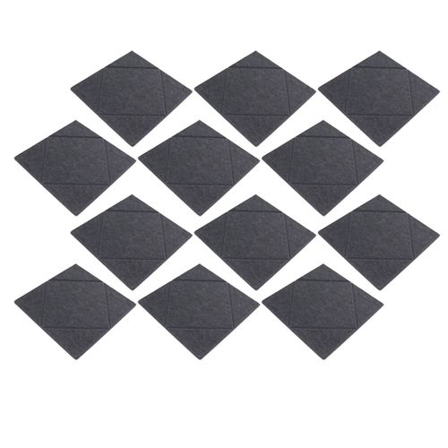 Lot de 12 panneaux acoustiques auto-adhesifs en forme de diamant, gris fonce, pour bureau