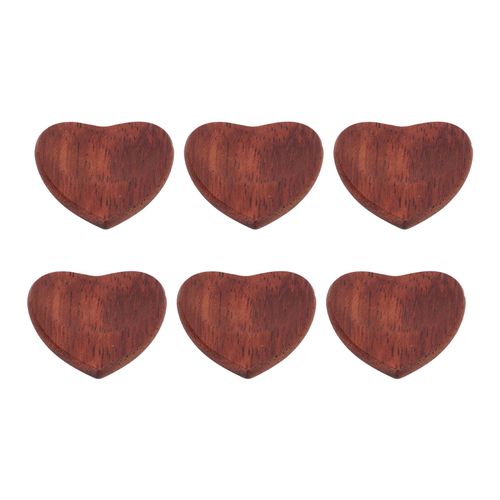 Lot De 6 Mediators En Bois En Forme De Cour, Surface Lisse Et Sans Bavure, Accessoires Pour Guitariste