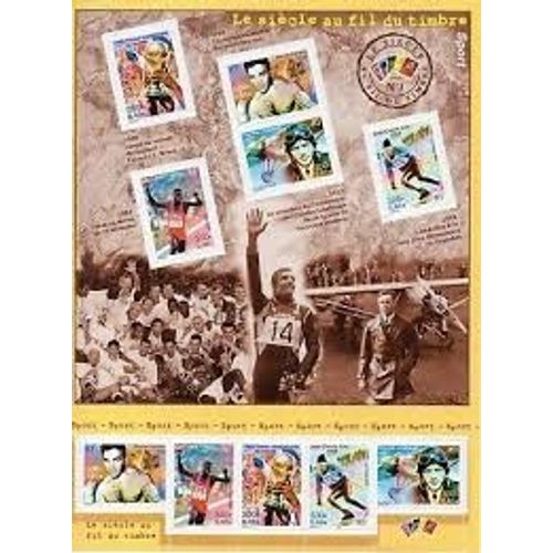 Le Sport : Diverses Célébrités Bloc Feuillet 29 Année 2000 N° 3312 3313 3314 3315 3316 Yvert Et Tellier Luxe (2 Séries Donc 10 Timbres)