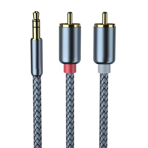 Cable adaptateur jack 3,5 mm vers 2 males pour audio RCA, cable convertisseur pour ordinateur et telephone, 2 metres