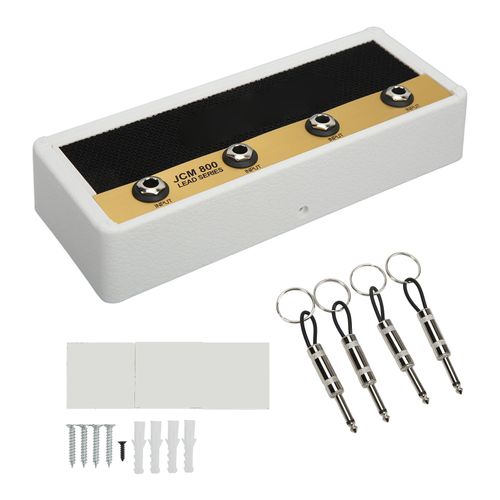Support Mural Pour Cles D'ampli De Guitare, Avec 4 Porte-Cles Et 1 Base De Montage Murale (Blanc).
