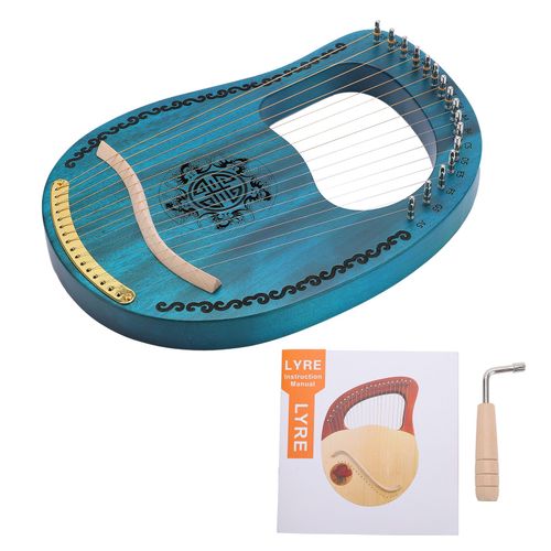 Lyre Harpe, Instrument De Musique Portable A 16 Cordes, En Bois D'acajou Vert Pour Debutants