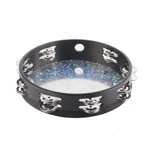 Tambourin A Double Rangee, 16 Paires De Cymbalettes Metalliques, Son Clair, Laser, 25,4 Cm
