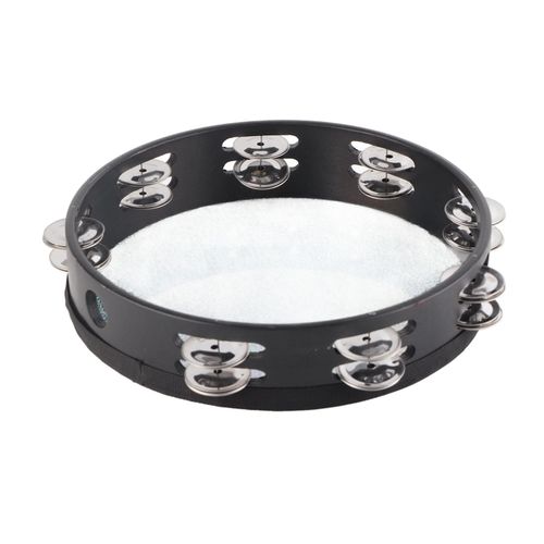 Tambourin A Double Rangee, 16 Paires De Cymbalettes Metalliques, Son Clair, Laser, 25,4 Cm