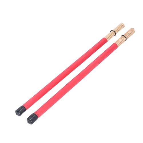 Lot De 2 Brosses De Batterie, Baguettes, Maillets, Outils De Percussion En Bambou, Ensemble D'accessoires Pour Instruments, Rouge
