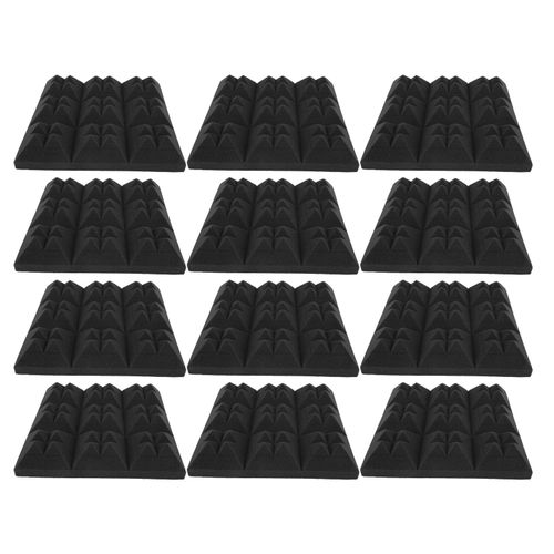 Lot de 12 panneaux acoustiques en eponge pour isolation phonique murale, 30 x 30 x 5 cm