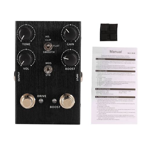Pedale D'effet Guitare Multifonctionnelle, Controle Du Volume Sonore, Simulateur D'ampli Sonore, Pedale De Distorsion, Noir