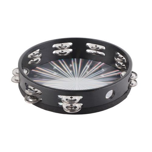 Tambourin A Double Rangee, 16 Paires De Cymbalettes Metalliques, Son Clair, Laser, 25,4 Cm