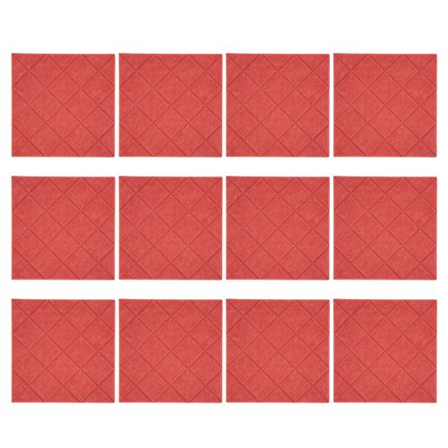 Lot de 12 panneaux acoustiques auto-adhesifs rouges, insonorisants et amortisseurs pour bureau