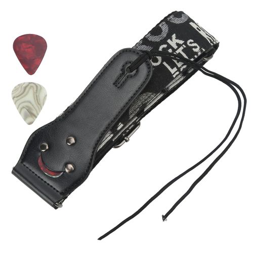 Sangle De Guitare Confortable, Installation Facile, Portable, Entierement Fixe, Accessoires Avec Mediators, Black Rock