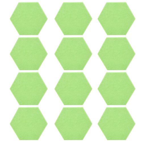 Lot de 12 panneaux acoustiques adhesifs hexagonaux absorbants, pour mur, insonorisation, vert