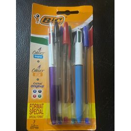 Bic 4 Couleurs Original, 4 Couleurs Décor, 2 Stylos Bleu, 1 Noir, 1 Vert, 1 Rouge 
