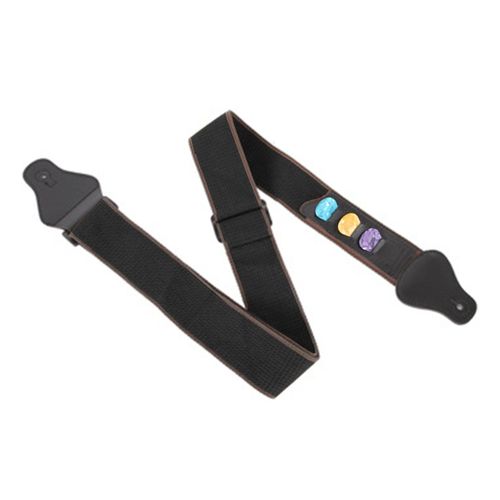 Bandouliere De Guitare En Cuir Synthetique, Tendance, Respirante, Stable Et Legere, Sangle De Rechange Pour Basse, Noire