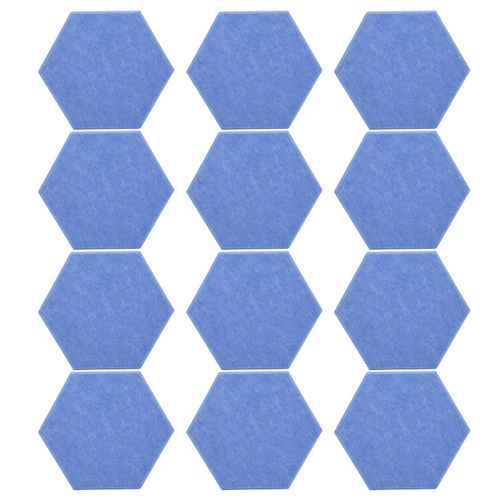 Lot de 12 panneaux acoustiques adhesifs hexagonaux absorbants, pour mur, insonorisation, bleu