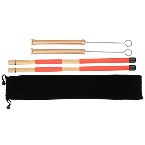 Ensemble De Baguettes De Batterie, Brosses Metalliques Retractables, 19 Tiges, Sac En Peluche, Accessoires De Percussion (Brosse Doree)