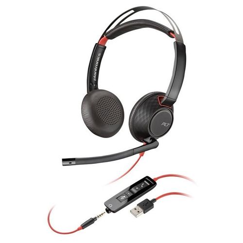 Poly Blackwire C5220 - Blackwire 5200 series - micro-casque - sur-oreille - filaire - USB-A, jack 3,5mm - noir - Certifié pour Microsoft Teams, Certifié pour Skype for Business, Certifié pour...