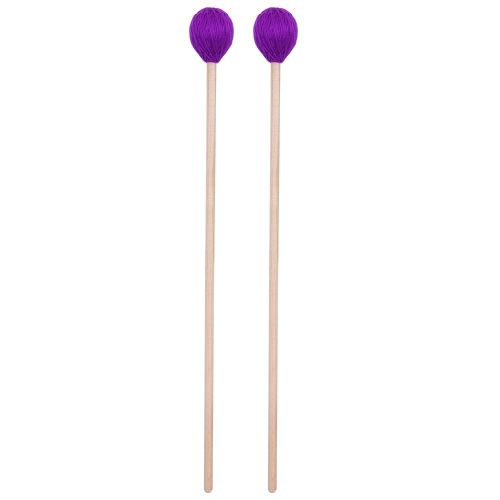 Accessoires De Percussion Pour Batterie 1 Paire De Baguettes De Batterie En Bois D'erable Avec Tete En Laine Violette