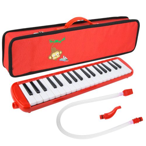 Melodica 37 Touches Style Piano Avec Embouchure Et Sac De Transport (Rouge)