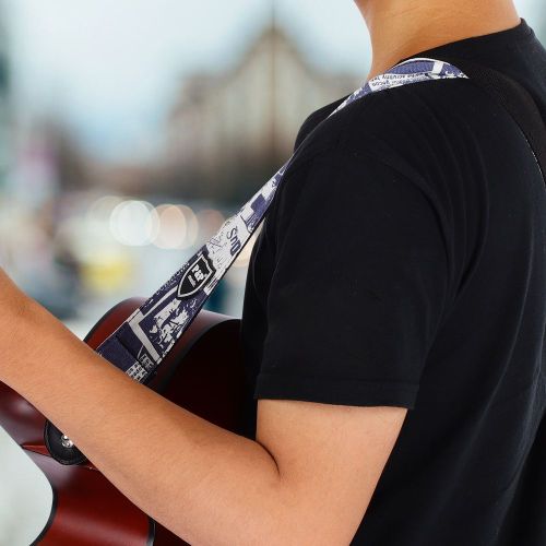 Bandouliere Reglable En Coton Tisse Pour Guitare Folk Et Electrique (C)