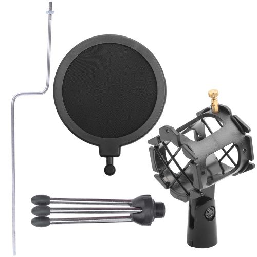 Support De Microphone, Filtre Acoustique Double Couche, Filet, Trepied Pour Chanter Et Discuter