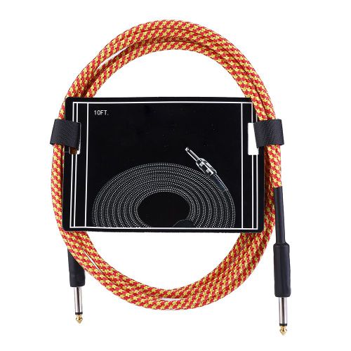 Cable Audio Universel Pour Guitare Electrique, Basse, Piano, 9,8 Pieds (Rouge Et Jaune)