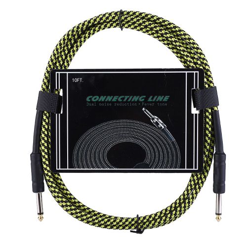 Cable Audio Universel Pour Guitare Electrique, Basse, Piano, 9,8 Pieds (Noir Et Vert)