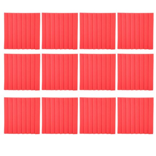 Lot de 12 panneaux d'absorption acoustique triangulaires a 8 rainures (rouge)