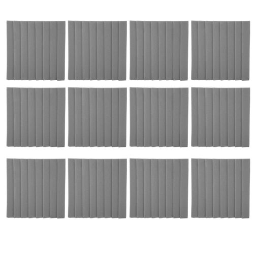 Lot de 12 panneaux acoustiques a 8 rainures, en mousse acoustique triangulaire, materiau insonorisant (gris)