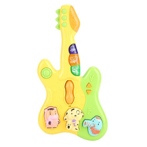 Guitare en plastique coloree, jouet musical portable pour enfants (jaune)