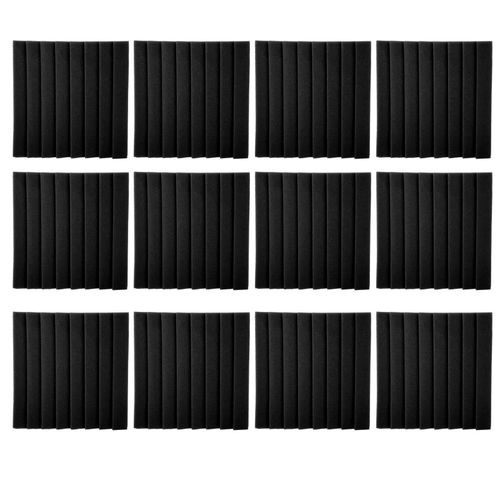 Lot de 12 panneaux d'absorption acoustique triangulaires a 8 rainures (noir)
