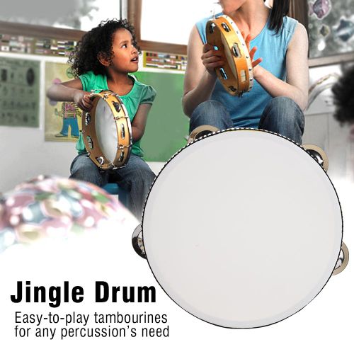 Tambourin A Main En Bois Avec Cloches Et Grelots Pour L'education Precoce (7 Pouces)