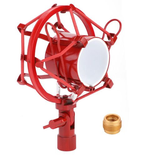 Support De Microphone En Metal Avec Clip Anti-Vibration Et Accessoire D'enregistrement (Rouge)