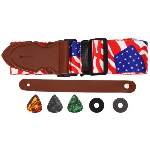 Sangle De Guitare Acoustique, Basse Electrique, Universelle, Reglable, Avec Bandage Antiderapant, Drapeau Americain