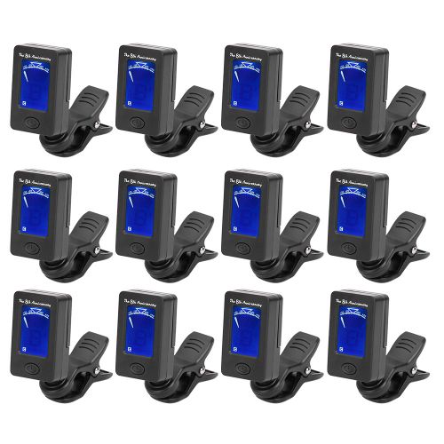 Lot De 12 Accordeurs Universels A Pince Pour Guitare, Basse, Violon, Ukulele, Ecran Lcd, Rotation A 360 Degres